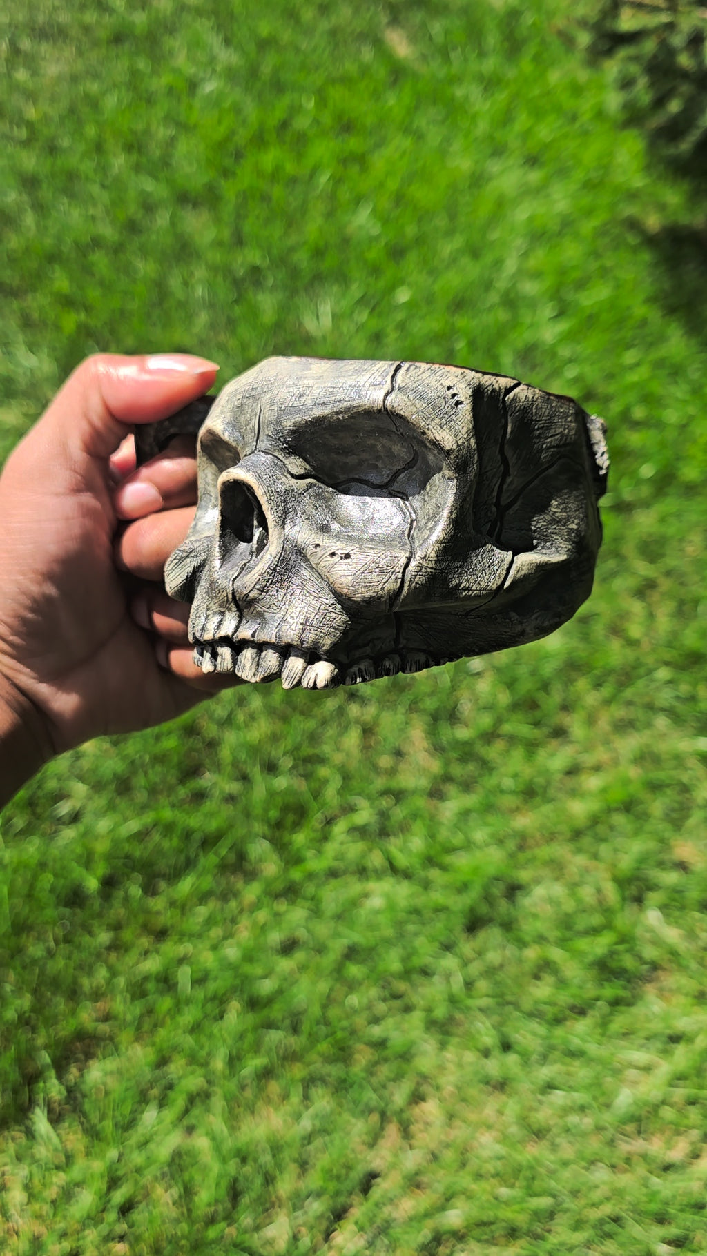 Handmade Ceramic Mug: Realistic Skull