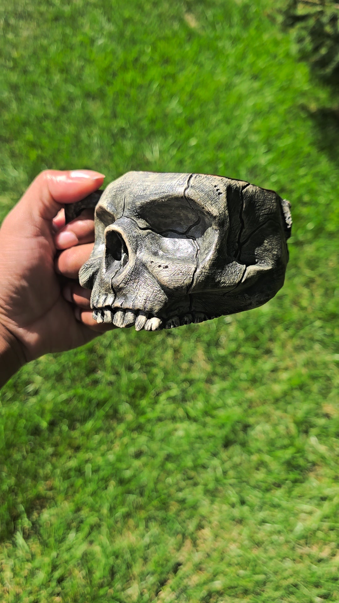 Handmade Ceramic Mug: Realistic Skull