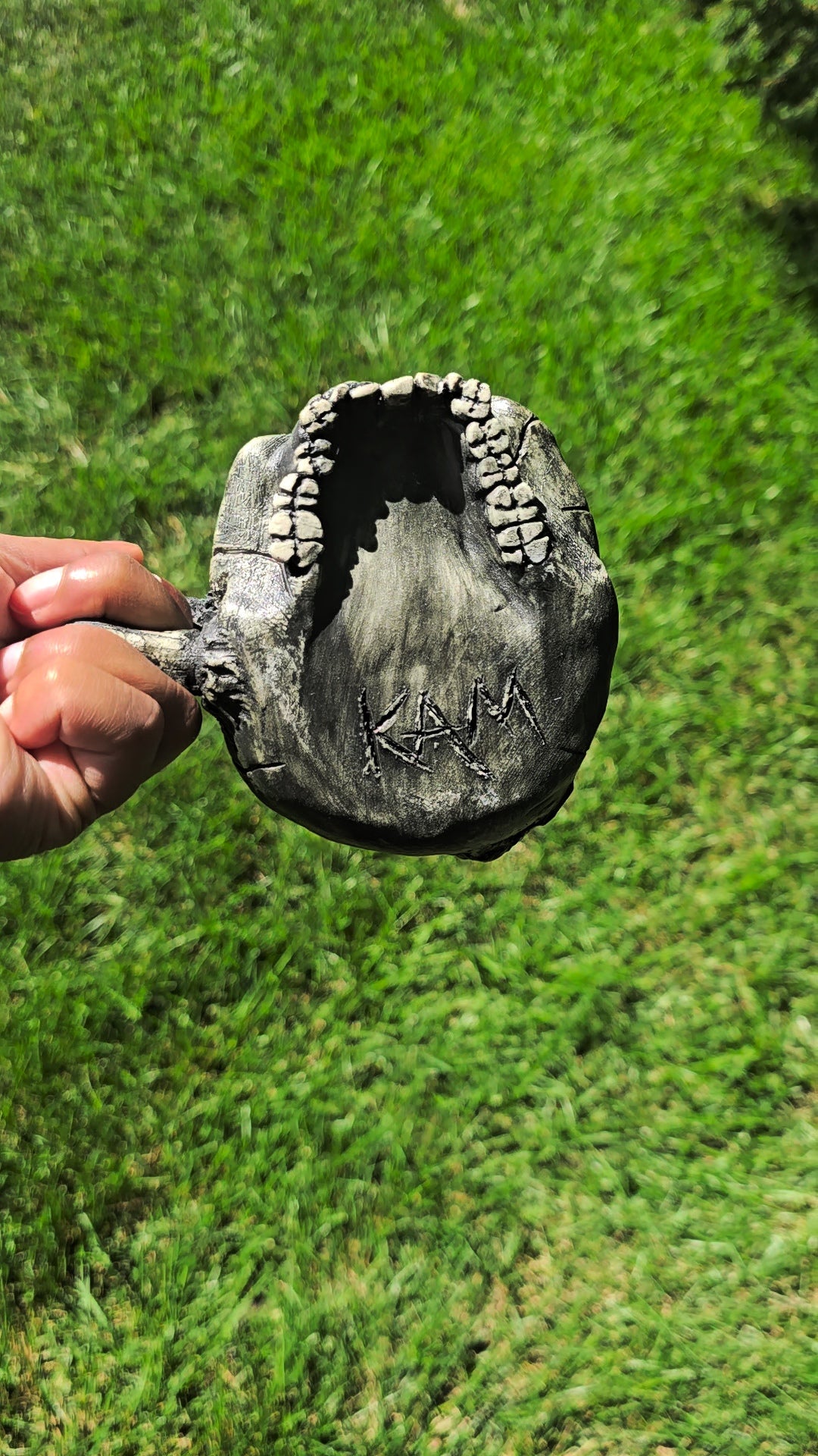 Handmade Ceramic Mug: Realistic Skull