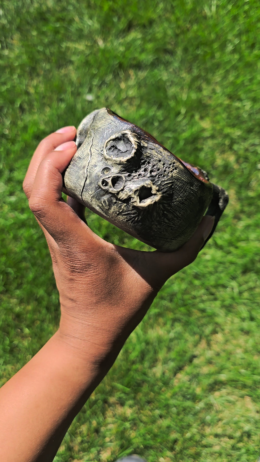 Handmade Ceramic Mug: Realistic Skull