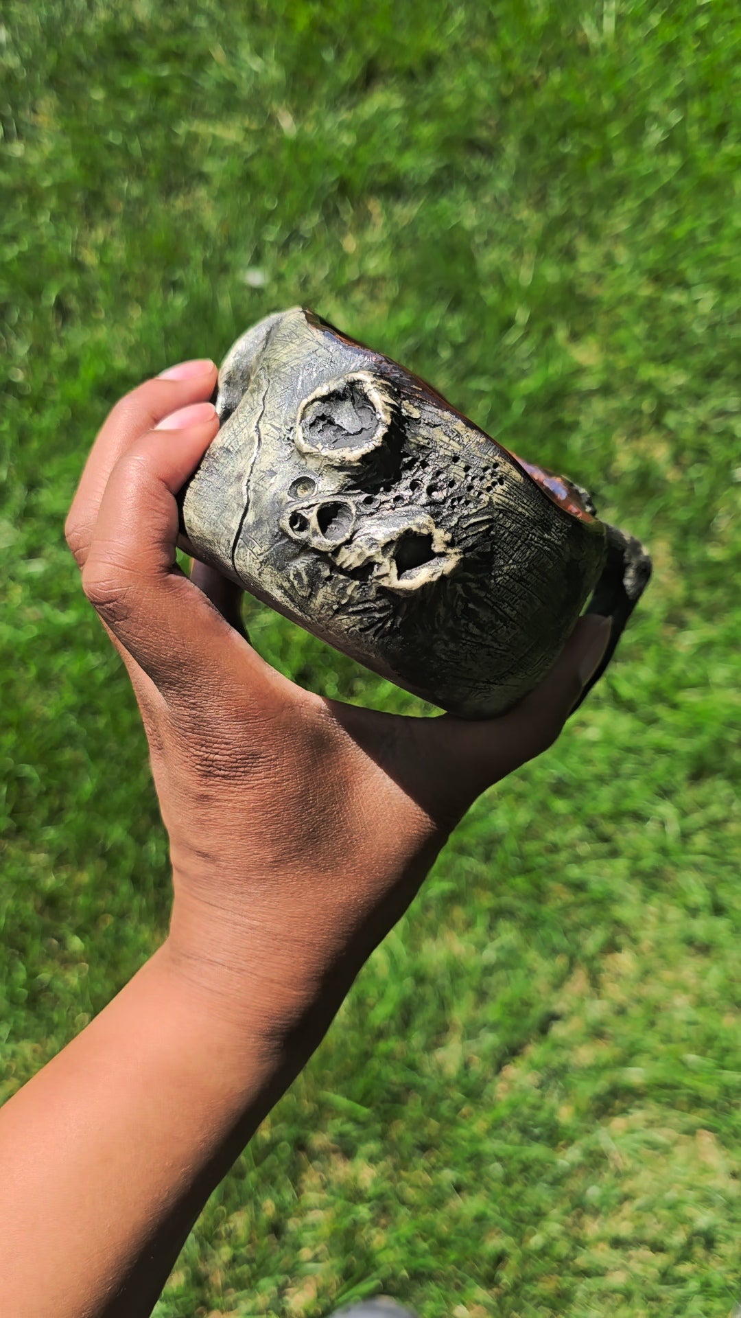 Handmade Ceramic Mug: Realistic Skull